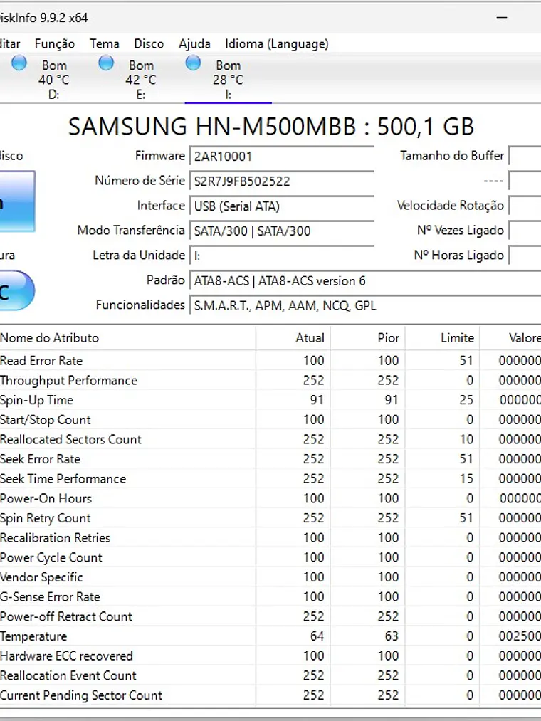HDD Samsung 500GB SATA 2,5