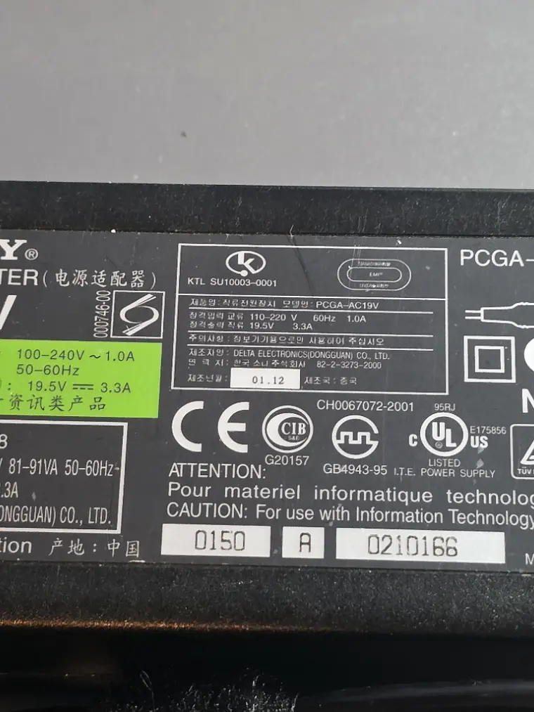 Carregador Sony PCGA-AC19V 64W 4