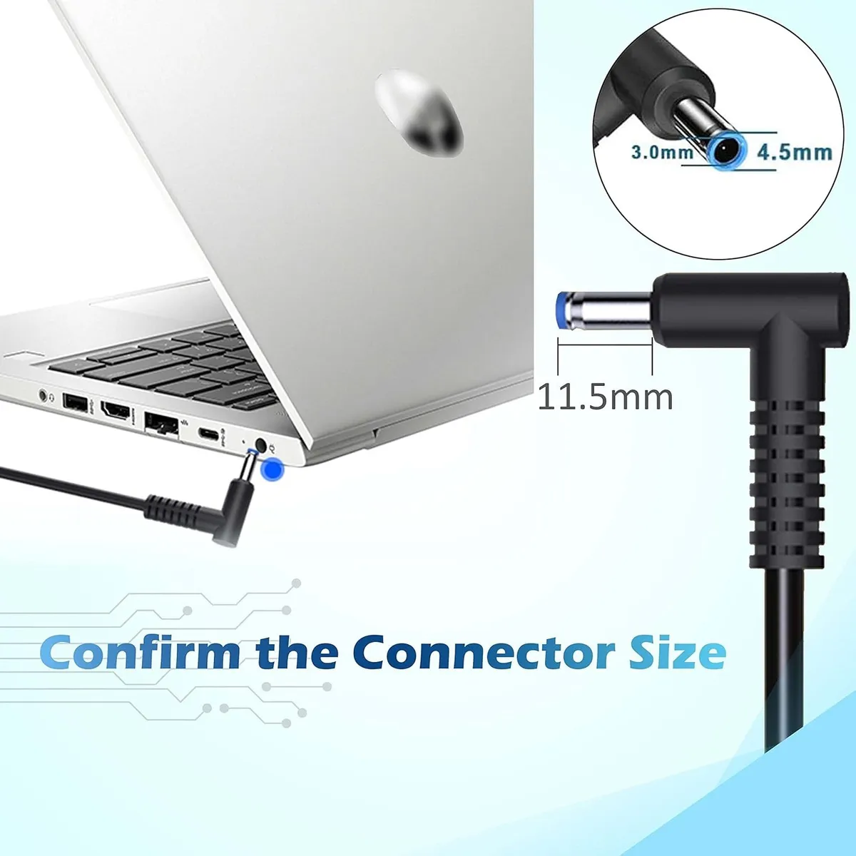 Cargador HP Punta Azul 19.5V - 3.33A 65W Negro - Genérico  2