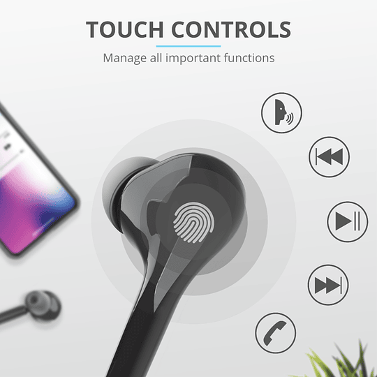 Audífonos Bluetooth New Nika Xp Touch Trust Negro - Image 8