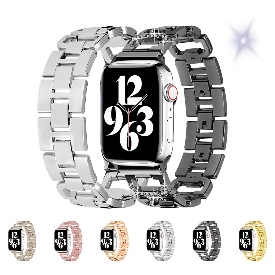 Correas Eslabón Con Diamante Apple Watch 1