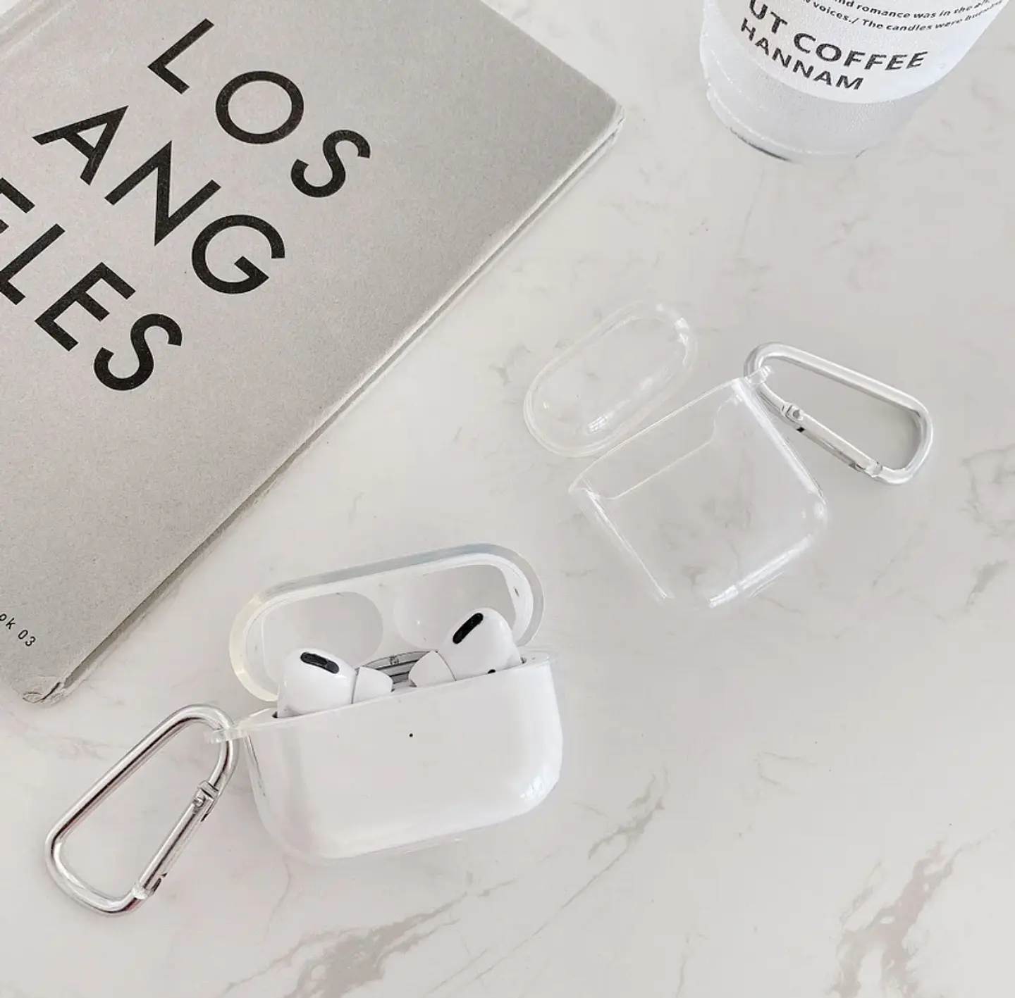 Fundas AirPods Transparentes + Gancho 2