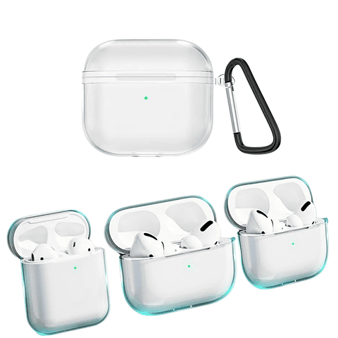 Fundas AirPods Transparentes + Gancho