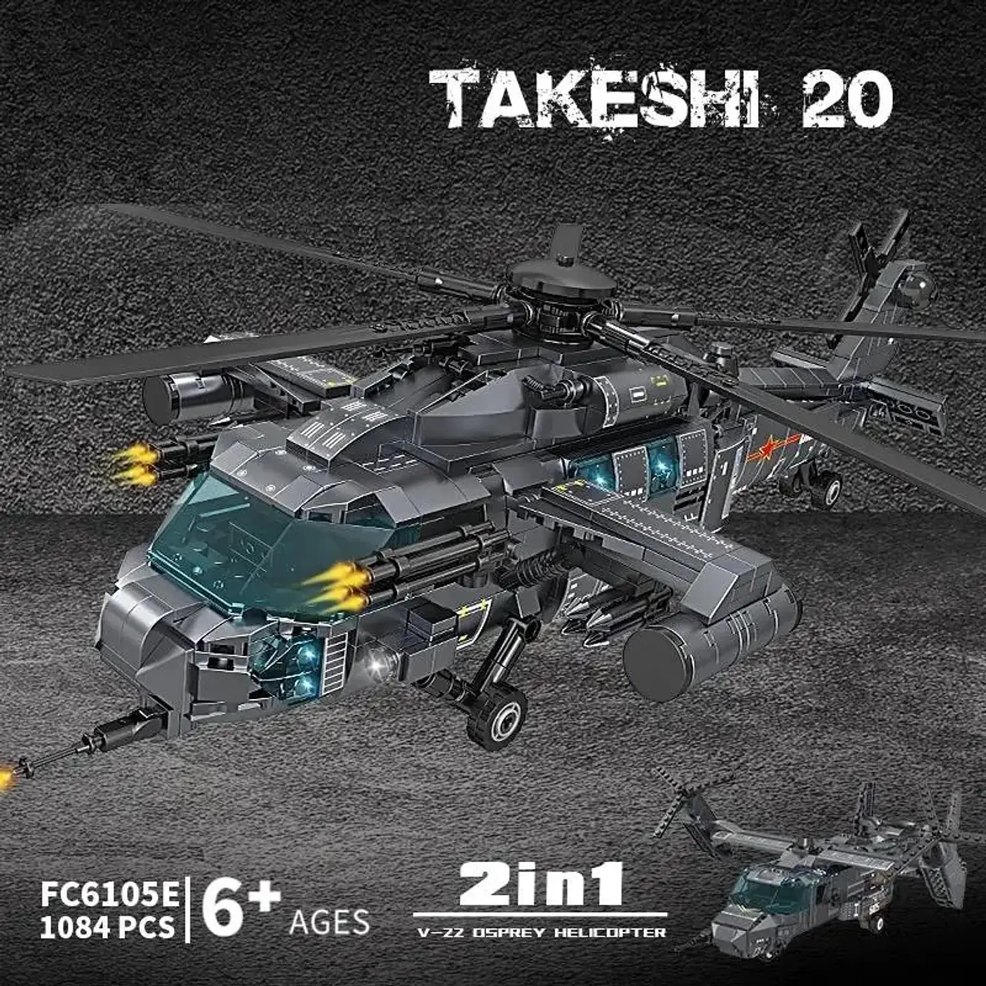 Helicóptero De Combate 2 En 1 (1084 Pcs) 3