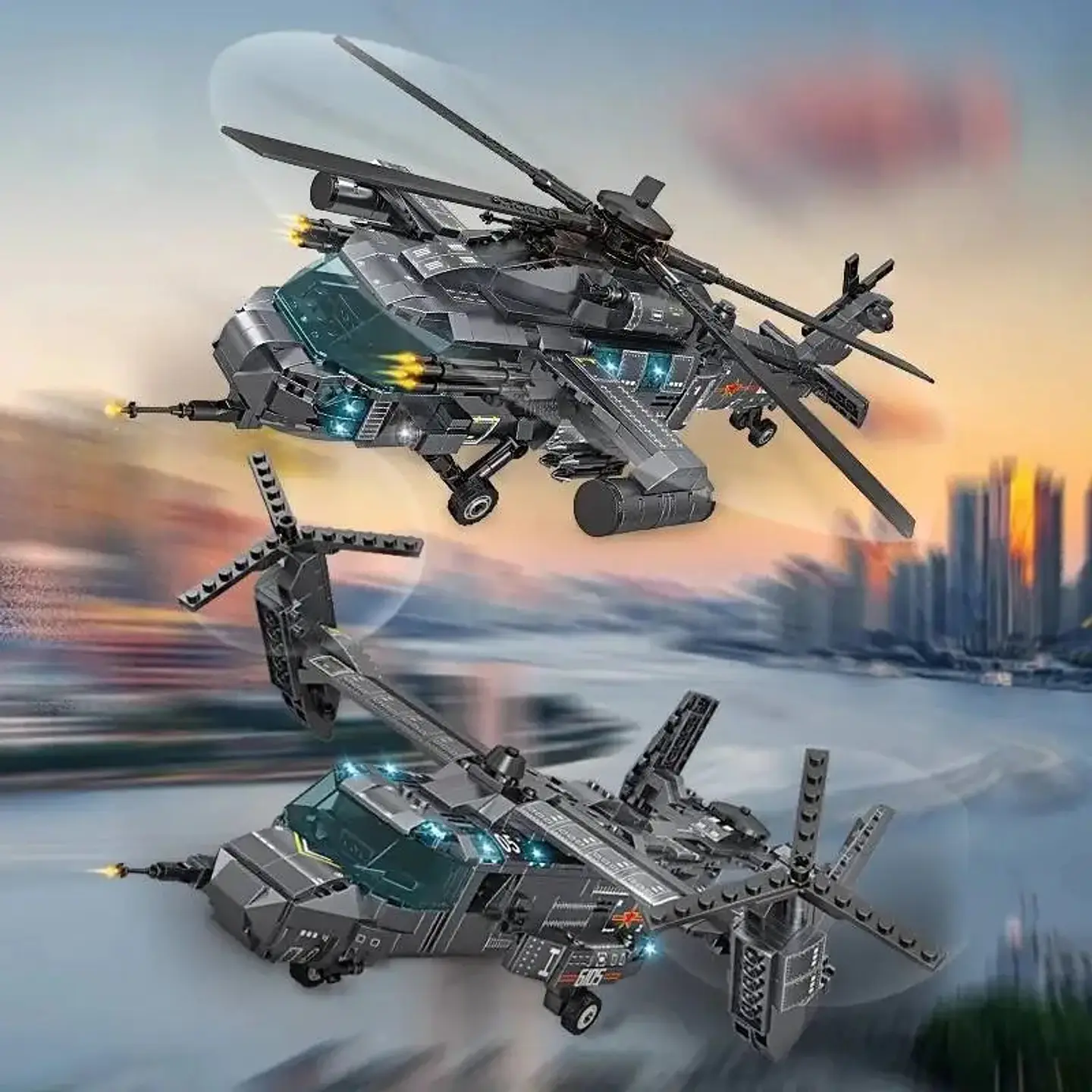 Helicóptero De Combate 2 En 1 (1084 Pcs) 4