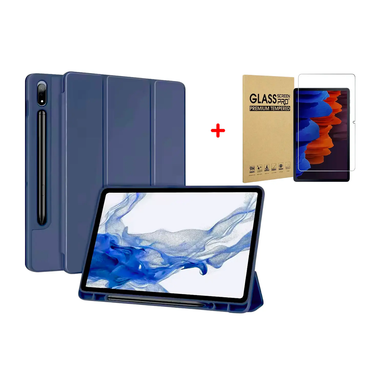 Funda Smart Cover + Lamina Vidrio Para Galaxy Tab 8