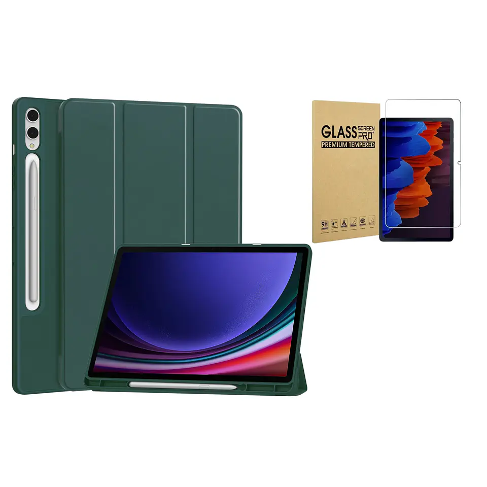 Funda Smart Cover + Lamina Vidrio Para Galaxy Tab 9
