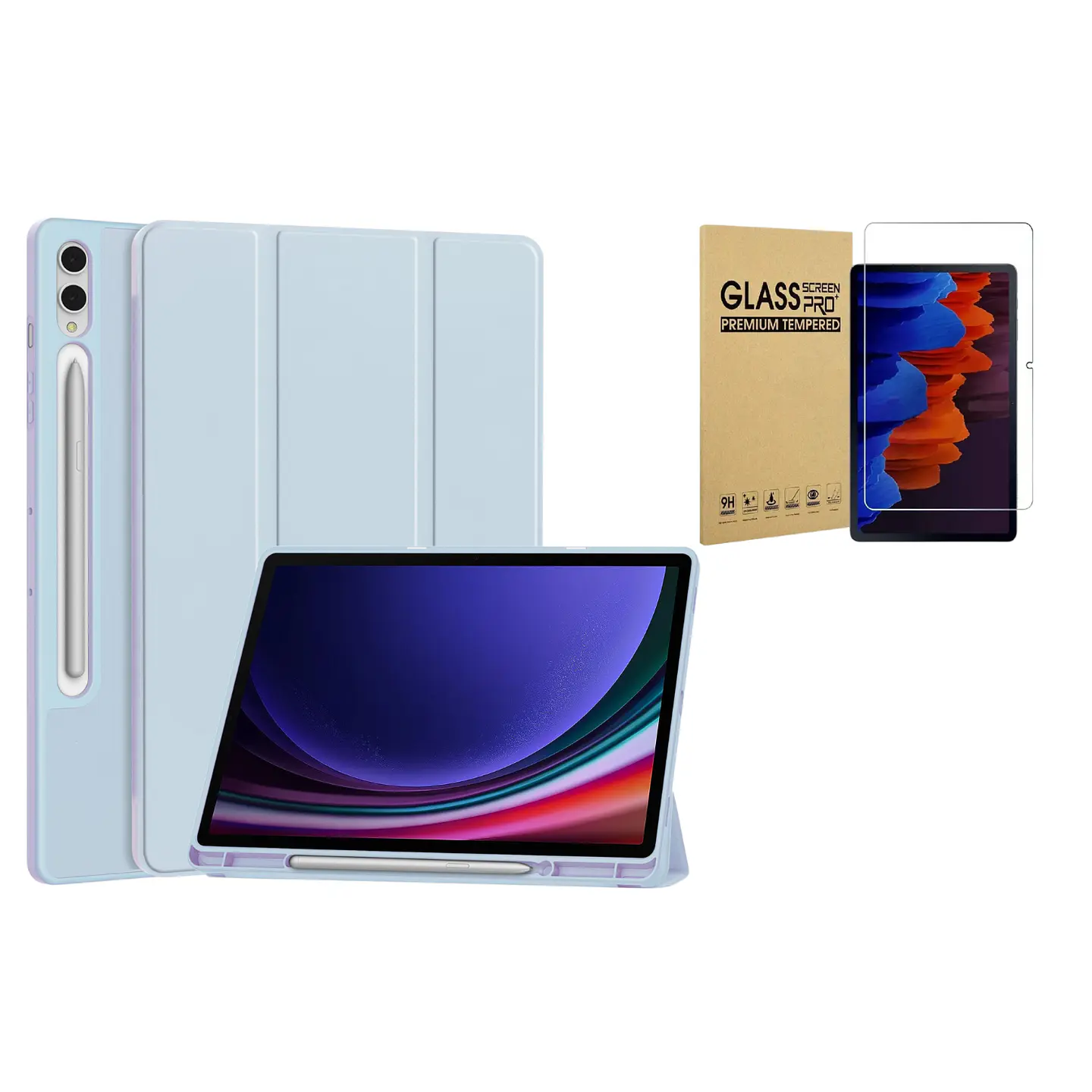 Funda Smart Cover + Lamina Vidrio Para Galaxy Tab 10