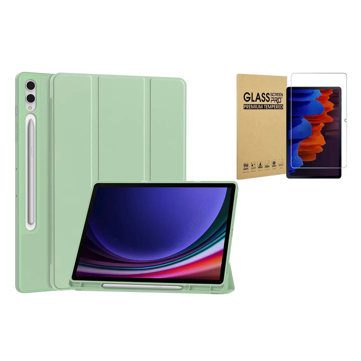 Funda Smart Cover + Lamina Vidrio Para Galaxy Tab 12