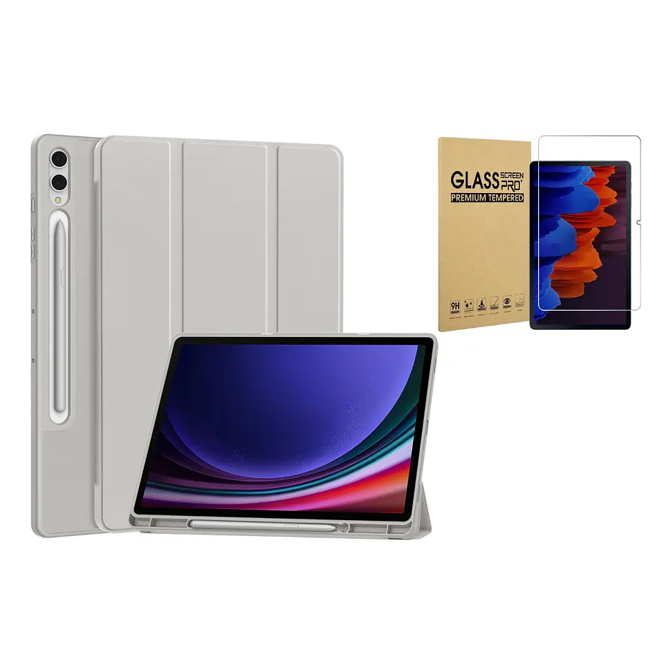 Funda Smart Cover + Lamina Vidrio Para Galaxy Tab 13