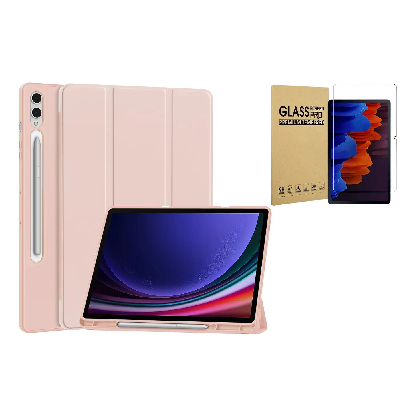 Funda Smart Cover + Lamina Vidrio Para Galaxy Tab 14