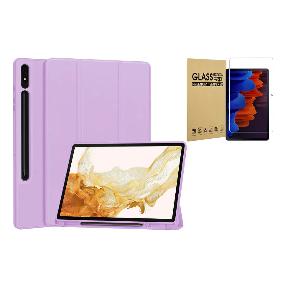 Funda Smart Cover + Lamina Vidrio Para Galaxy Tab 16