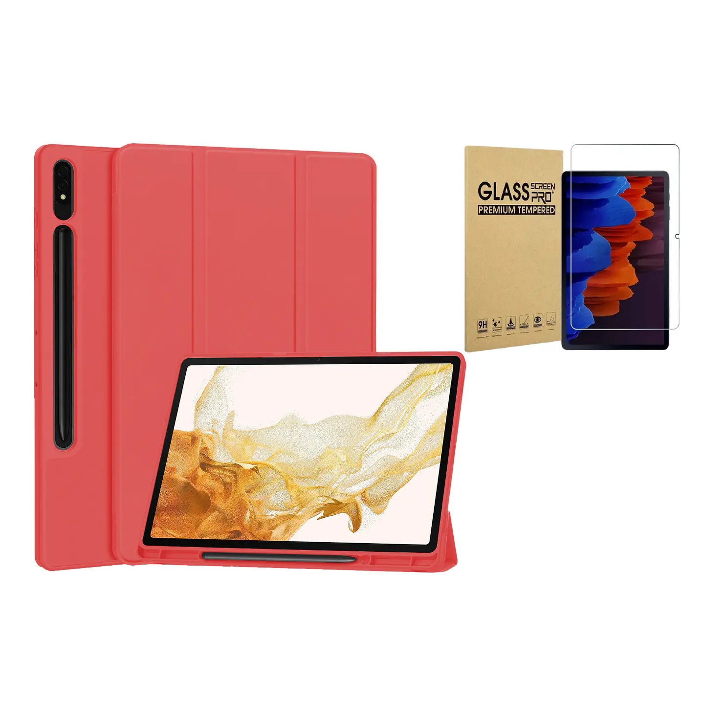 Funda Smart Cover + Lamina Vidrio Para Galaxy Tab 17