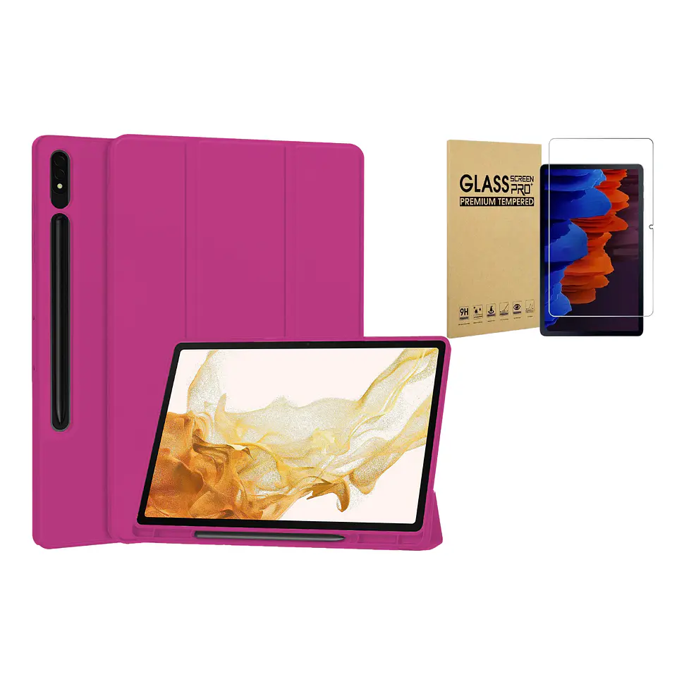 Funda Smart Cover + Lamina Vidrio Para Galaxy Tab 18