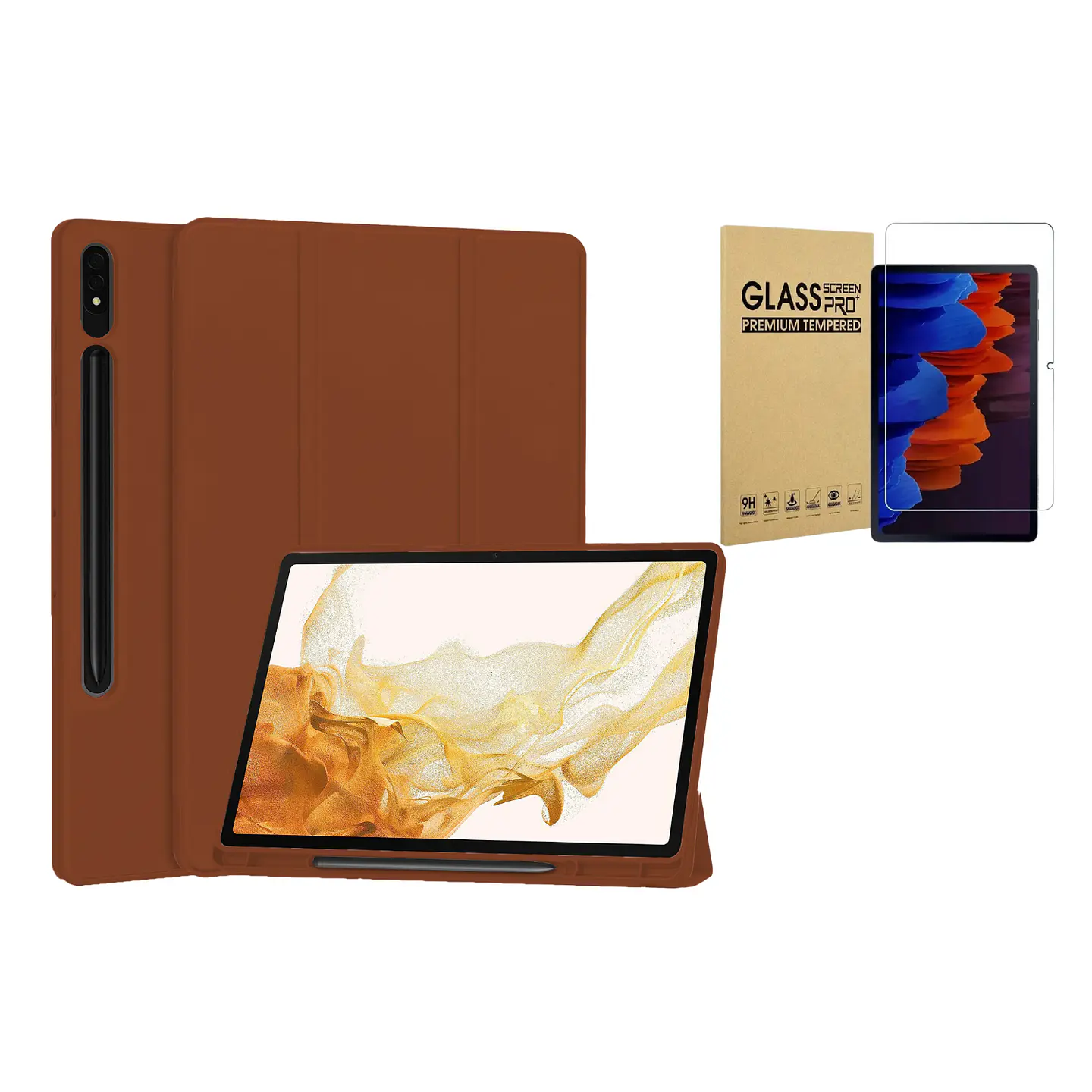 Funda Smart Cover + Lamina Vidrio Para Galaxy Tab 19