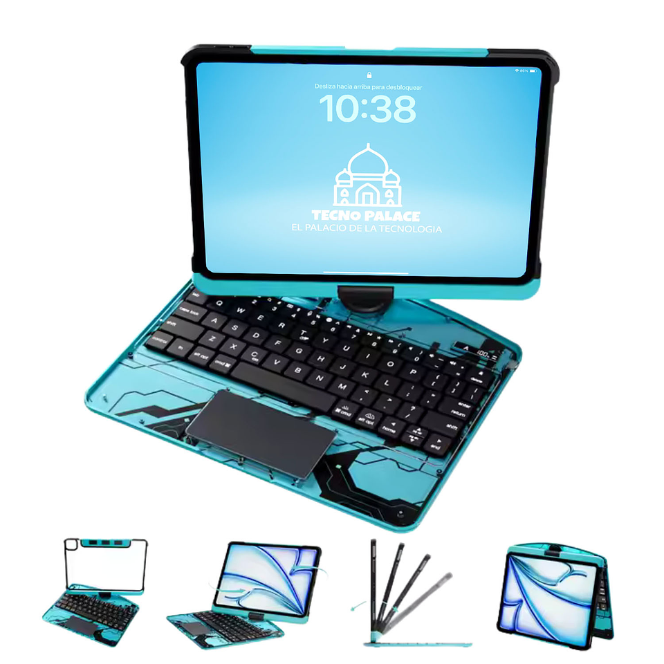 Funda iPad Estilo Cibernético con Teclado 360° y Touchpad 4