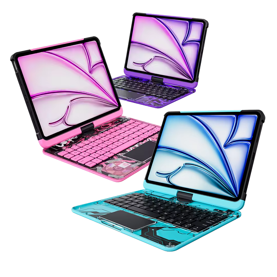 Funda iPad Estilo Cibernético con Teclado 360° y Touchpad 3