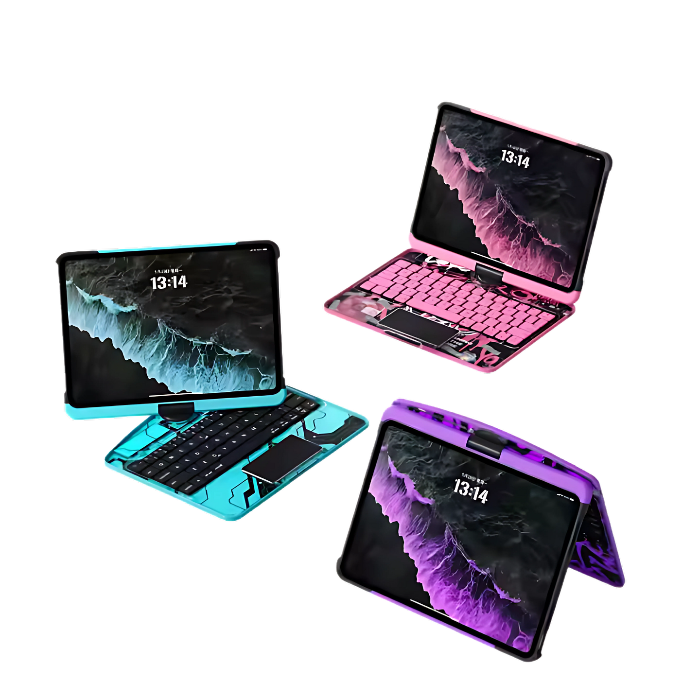 Funda iPad Estilo Cibernético con Teclado 360° y Touchpad 2