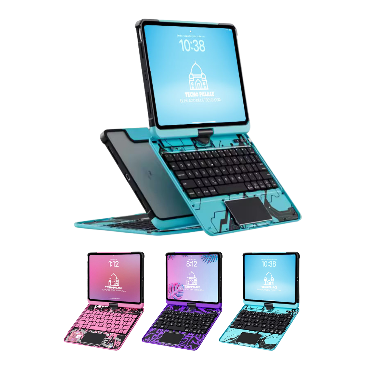 Funda iPad Estilo Cibernético con Teclado 360° y Touchpad 1