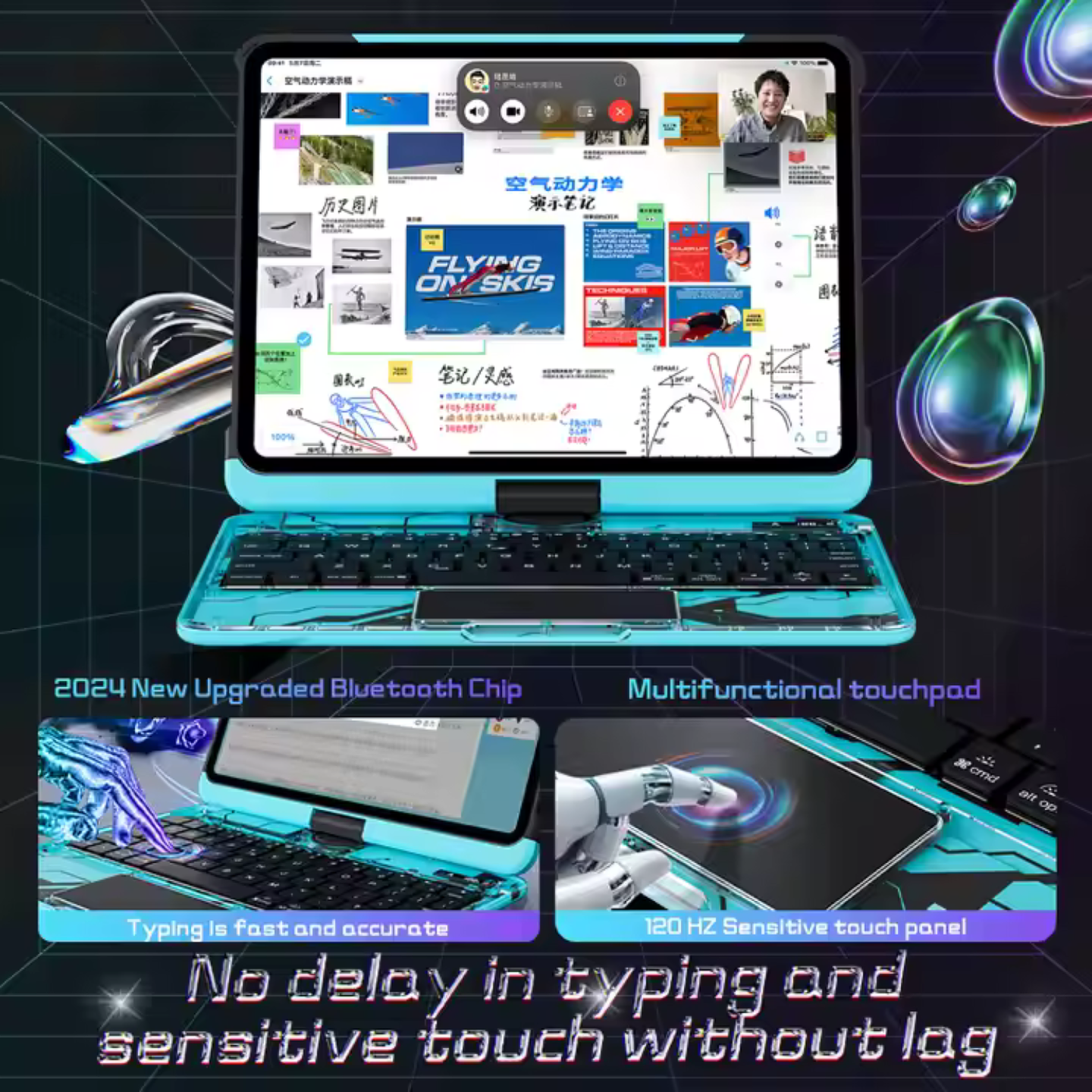 Funda iPad Estilo Cibernético con Teclado 360° y Touchpad 10