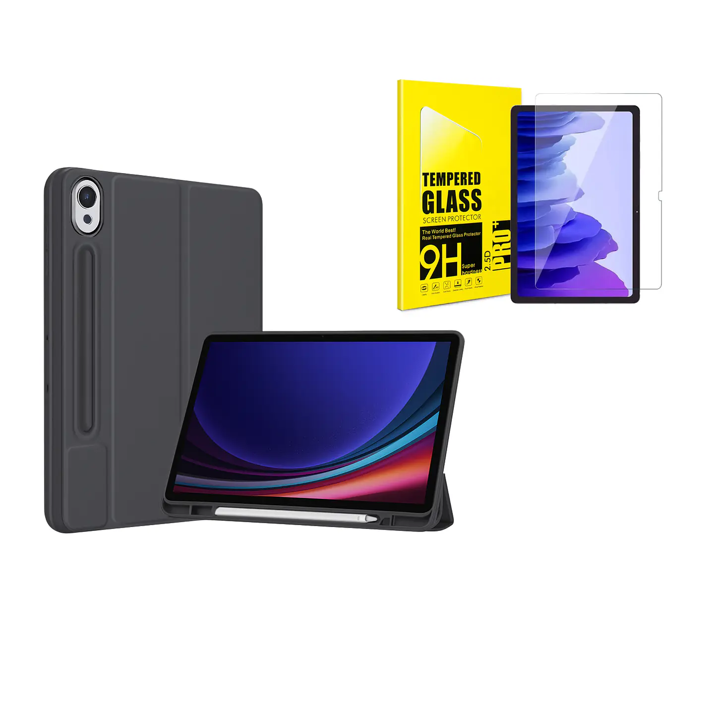 Funda Smart Cover + Lamina Vidrio Para Galaxy Tab 25