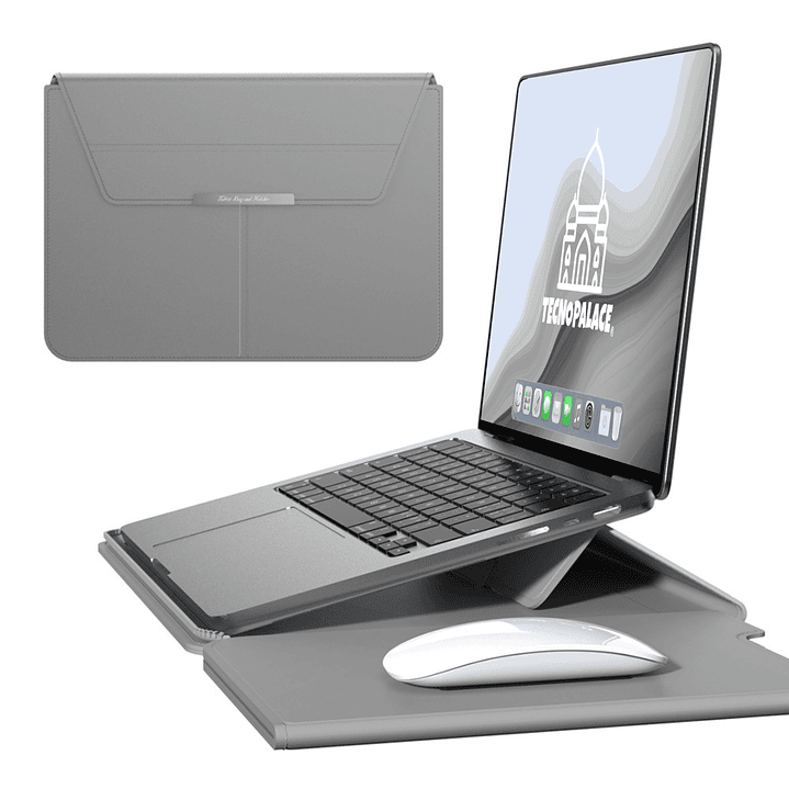 Funda Premium Multifuncional Notebook Macbook Con Soporte Plegable 12