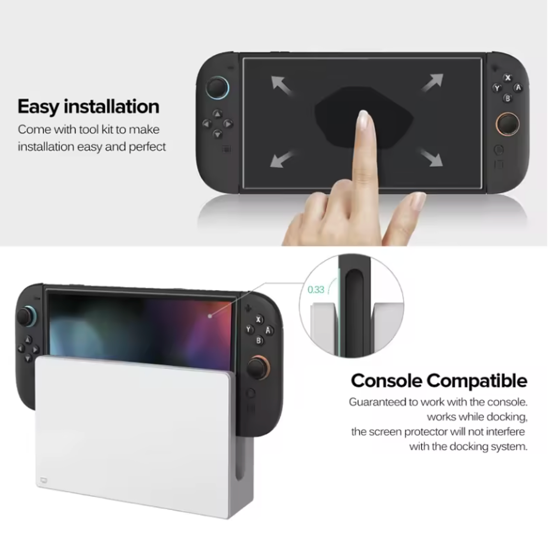 Lámina Vidrio Con Instalador Facil Nintendo Switch 2  3