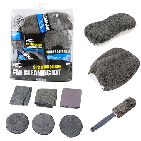 Kit Profesional de Limpieza Automotriz en Microfibra – 9 Piezas