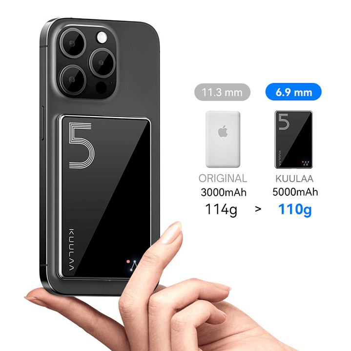 Batería Portátil KUULAA MagOn 5000mAh Inalámbrica Magnética 4