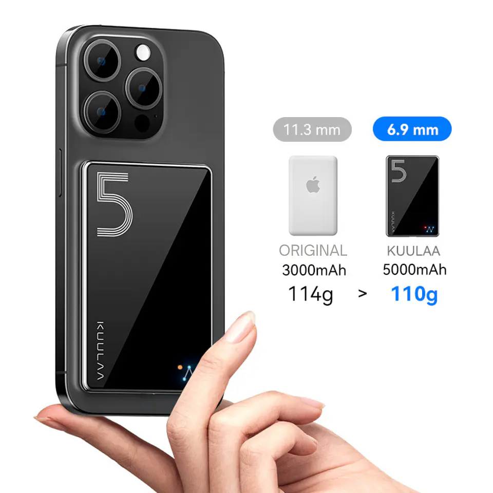 Batería Portátil KUULAA MagOn 5000mAh Inalámbrica Magnética 4