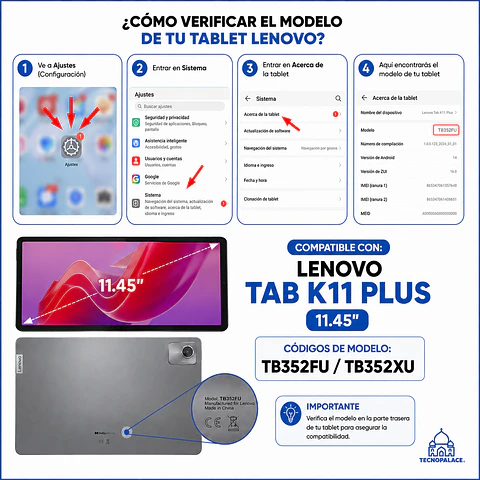Fundas Tipo Libro Con Teclado + Mouse Para Lenovo K11 Plus 11.45 - TB352