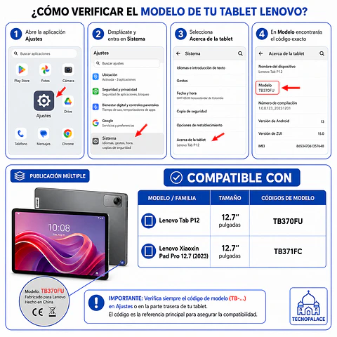 Fundas Smart Cover Clear Para Lenovo P12 12.7" TB370FU/371FC