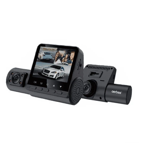 CÁMARA DASH CAM TRIPLE PARA AUTO FULL HD 1080P | VISIÓN NOCTURNA | DELANTERA + INTERIOR + TRASERA | SENSOR G | MONITOR DE ESTACIONAMIENTO