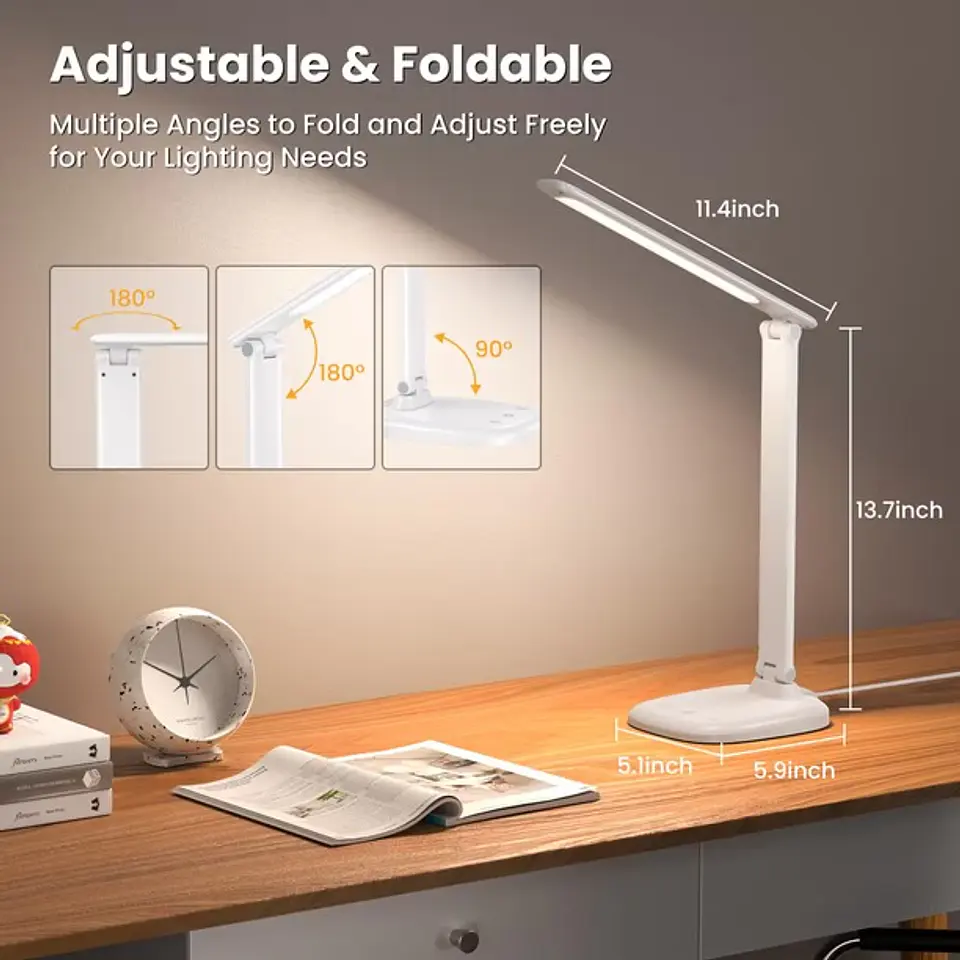 LÁMPARA LED DE ESCRITORIO S9 RECARGABLE | CONTROL TÁCTIL | BRILLO AJUSTABLE | CUELLO FLEXIBLE | 22 LED 3
