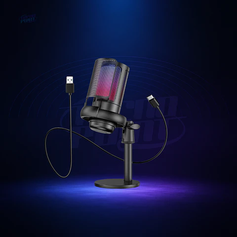 MICRÓFONO USB DE CONDENSADOR RGB CARDIOIDE CON MONITOREO, MUTE TOUCH Y SONIDO 192KHZ/24BITS