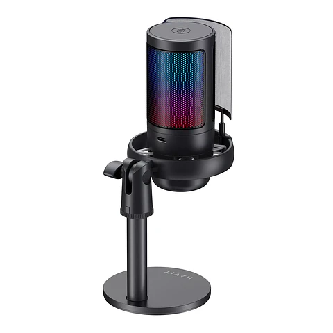 MICRÓFONO USB DE CONDENSADOR RGB CARDIOIDE CON MONITOREO, MUTE TOUCH Y SONIDO 192KHZ/24BITS