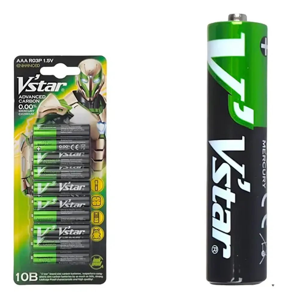 Pilas AA Vstar Advanced Carbon 1.5V – Pack 10 Unidades | Uso Diario 2