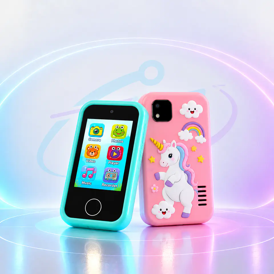Celular Inafantil Inteligente con Cámara y Juegos-Pantalla Táctil Infantil Rosado y Celeste 1