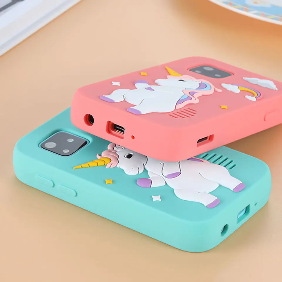 Celular Inafantil Inteligente con Cámara y Juegos-Pantalla Táctil Infantil Rosado y Celeste 4