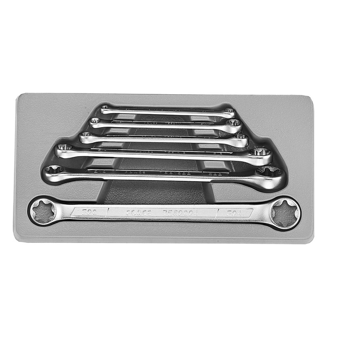 Juego de Llaves Torx Acodada 75° Force 5065 - 6 Piezas E6 a E24 en Acero Cromo-Vanadio 1