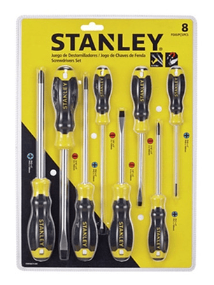 Juego de Destornilladores Stanley 8 Piezas Profesional Acero Cromo-Vanadio