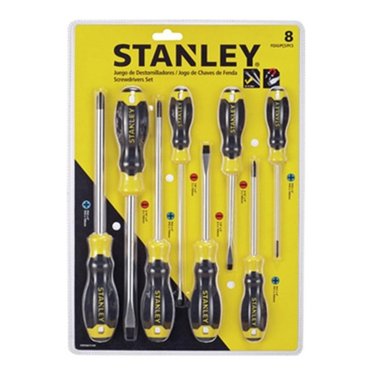 Juego de Destornilladores Stanley 8 Piezas Profesional Acero Cromo-Vanadio 1