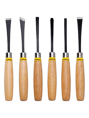 Juego de Gubías Stanley 16-120 - Set de 6 Herramientas para Tallado en Madera