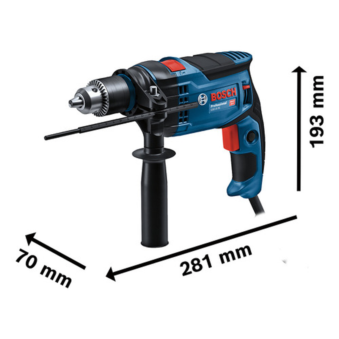 Taladro Percutor Bosch GSB 16 RE 750W 220V con Maletín Profesional 5