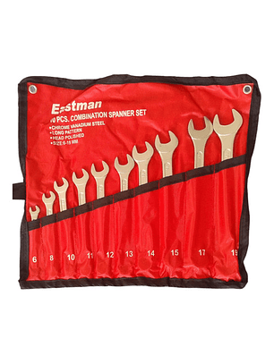 Juegi de Llaves Combinadas Punta Corona 6 a 19 mm Set de 10 Piezas Eastman