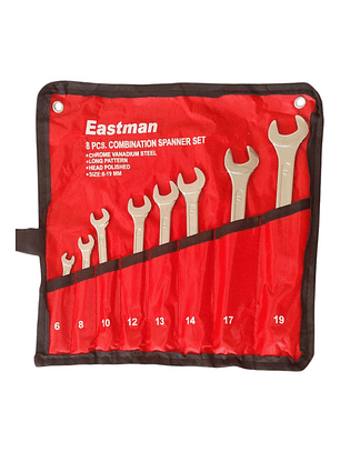 Juego Llaves Combinadas Punta Corona 6-19mm Eastman Acero Cr-V Cromadas