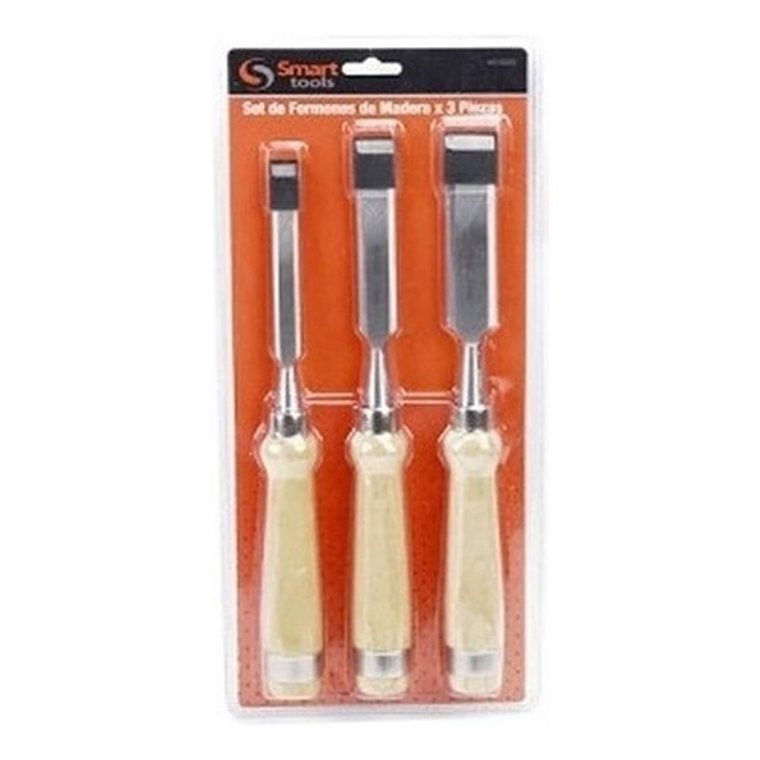 Juego de Formones Cinceles 3 Piezas con Mango de Madera Smart Tools - Aceros al Carbono 2