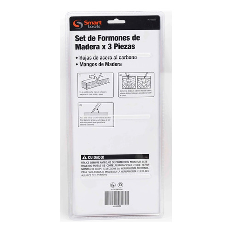 Juego de Formones Cinceles 3 Piezas con Mango de Madera Smart Tools - Aceros al Carbono 3