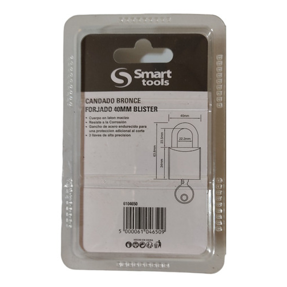Candado de Bronce Forjado 40 mm Smart Tools - Alta Seguridad y Durabilidad 2