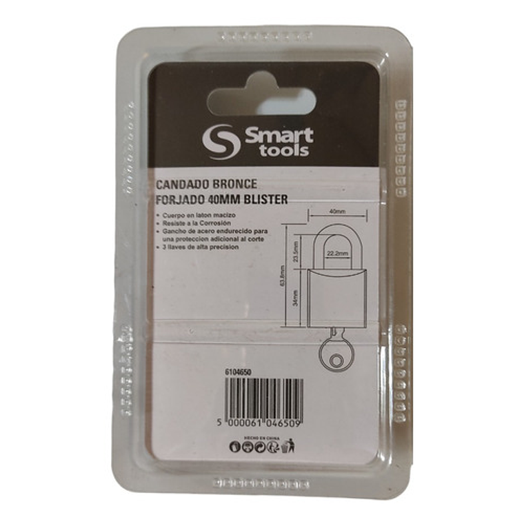 Candado de Bronce Forjado 40 mm Smart Tools - Alta Seguridad y Durabilidad 2